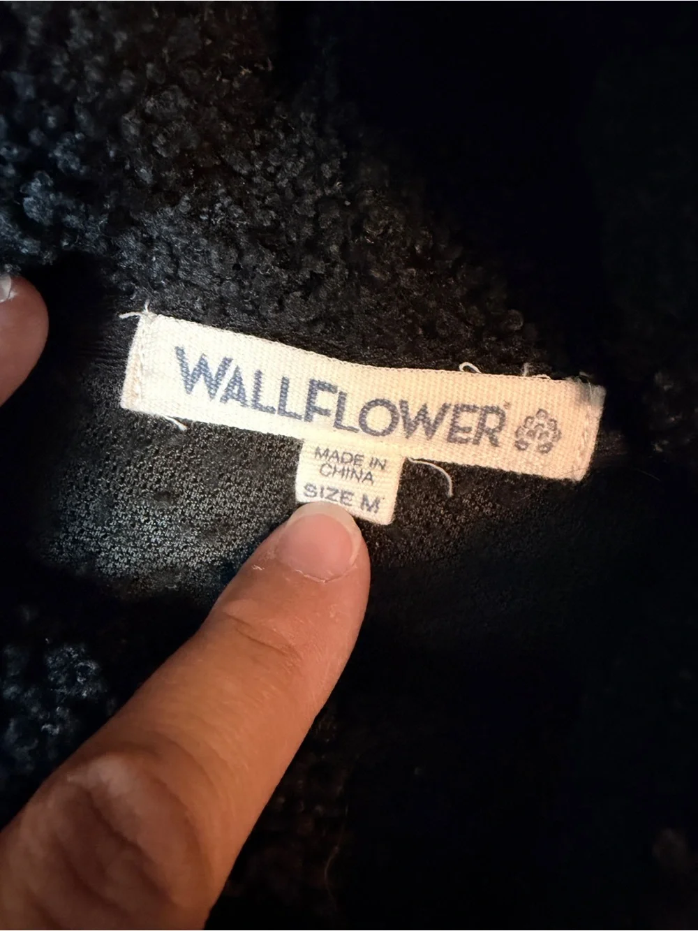 Black Cozy Sherpa Funnel Neck Sweater with Zip Pocket
